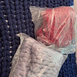 Hand crochet, brushed wool, gray. Still in bags